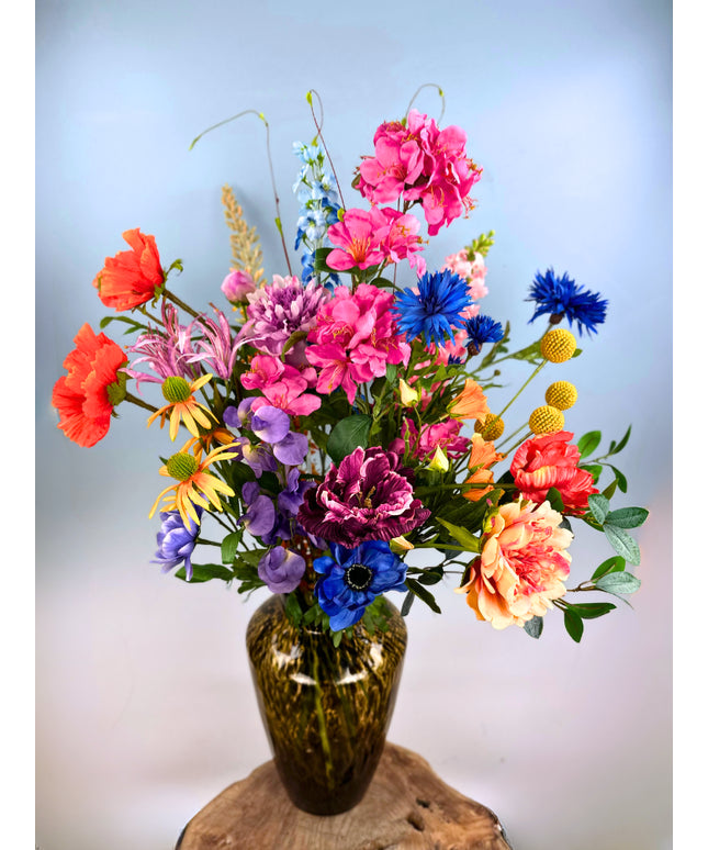 Zijden -XL- boeket "Madame Bouquet" - incl. Cheetah vaas | 85cm
