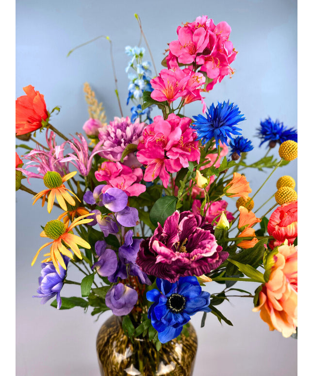 Zijden -XL- boeket "Madame Bouquet" - incl. Cheetah vaas | 85cm
